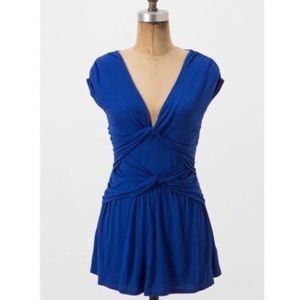 Anthropologie | Knot front v neck cap sleeve tee